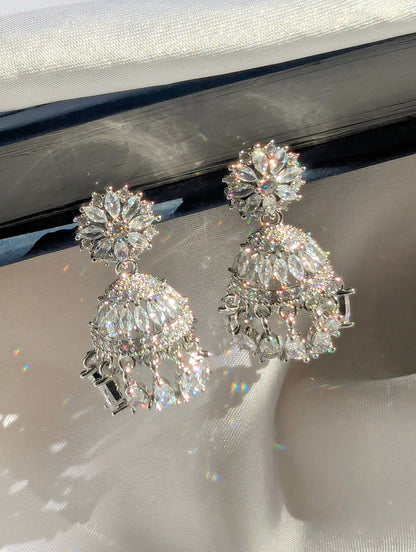 Noor Zircon Jhumki - White