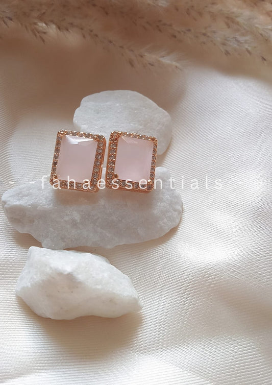 Pink Square Earrings