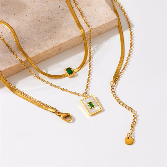 Emerald Glow Layered Necklace