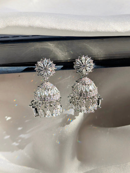 Noor Zircon Jhumki - White