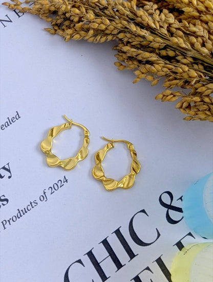 Classic Twisted Gold Hoop Earings