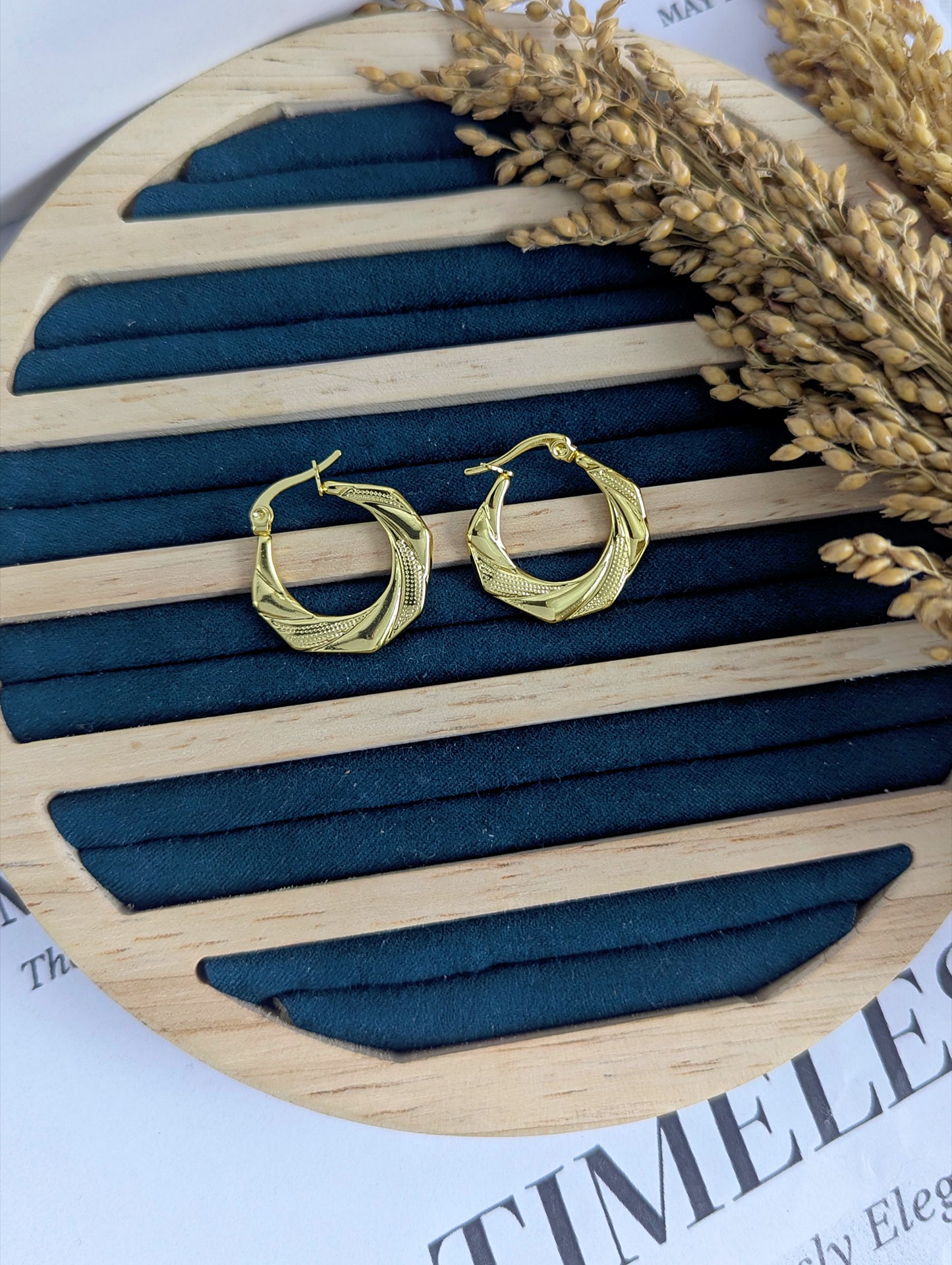 Classic Engraved Round Hoop Earings