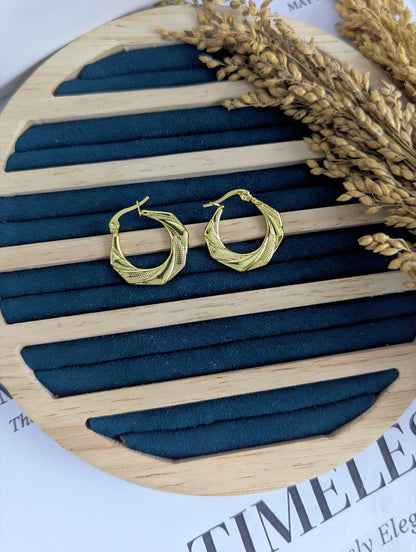 Classic Engraved Round Hoop Earings