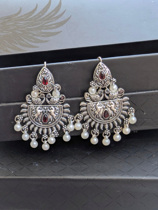 Mor-Pankh Earings - Red