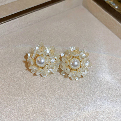 Luxe Pearl Flower Studs