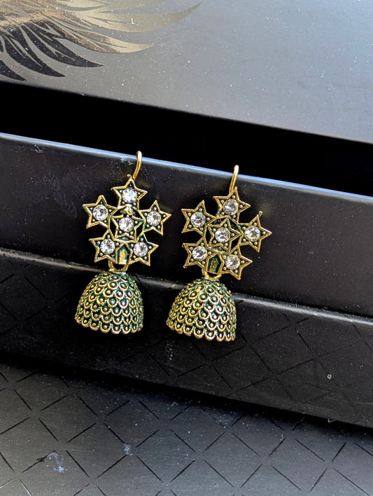 Celestial Star Jhumki-Green