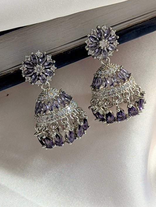 Noor Zircon Jhumki - Purple