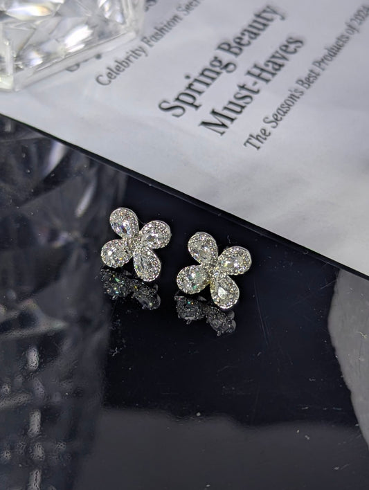 Silver Bloom Luxe Stud Earrings