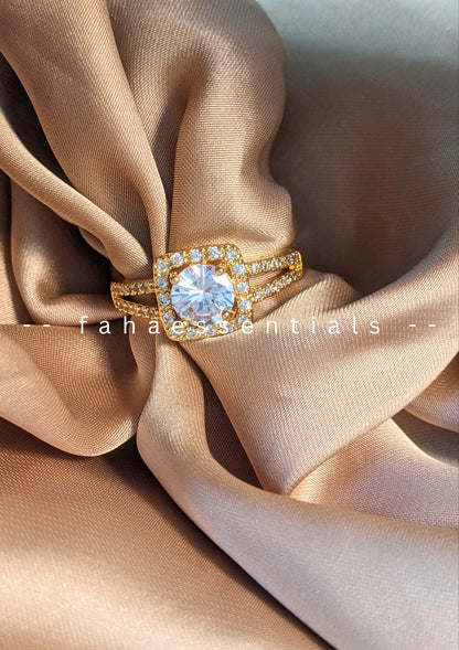 Elegant Square Halo Ring