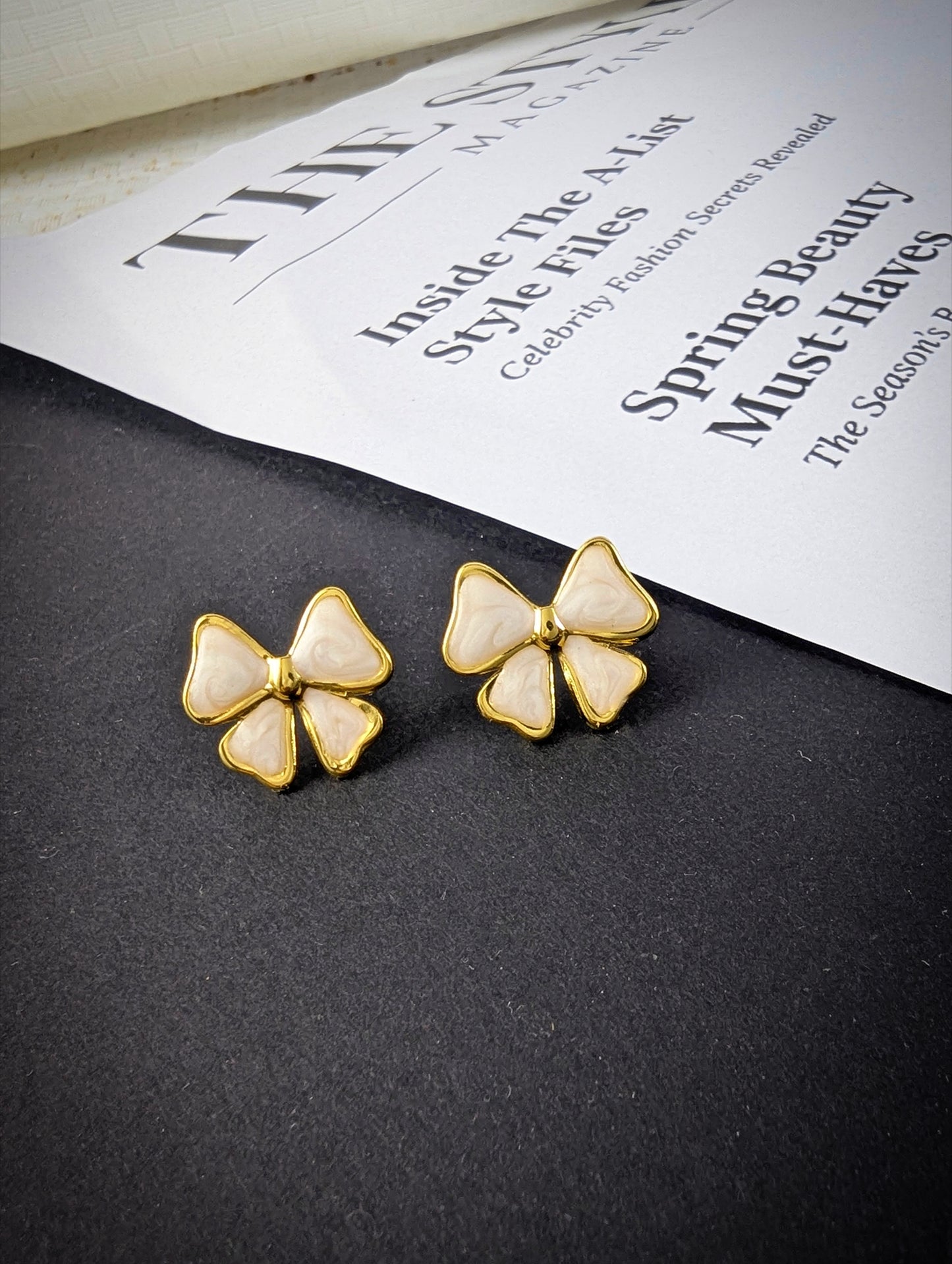 Bow Knot Earrings - White