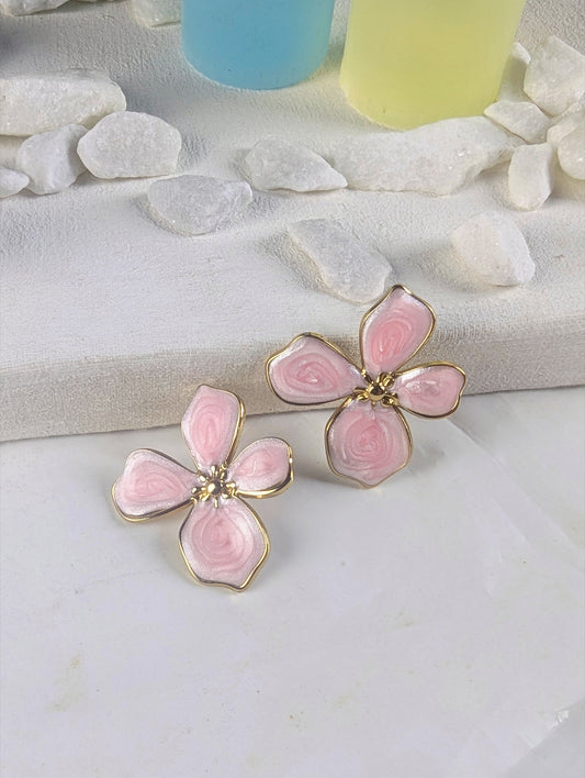 Petal Drop Earrings - Pink