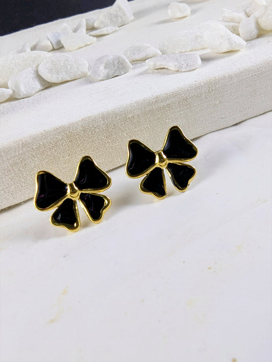Bow Knot Earrings - Black