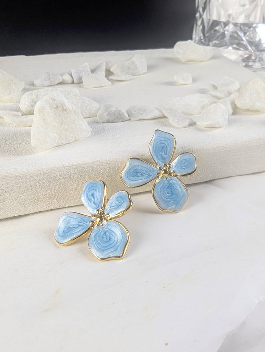 Petal Drop Earrings - Aqua