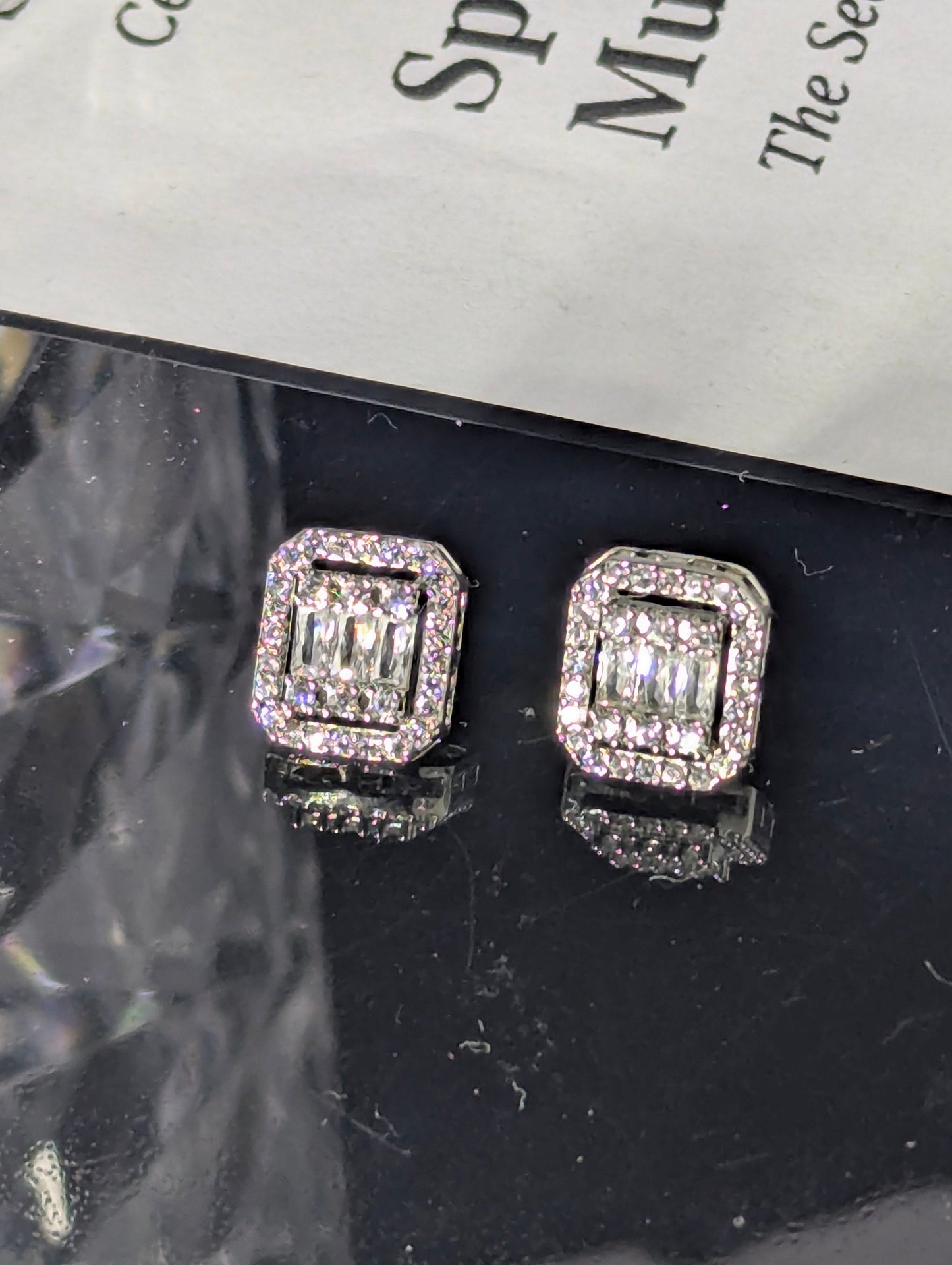 Zircon Inlaid Silver Stud Earrings