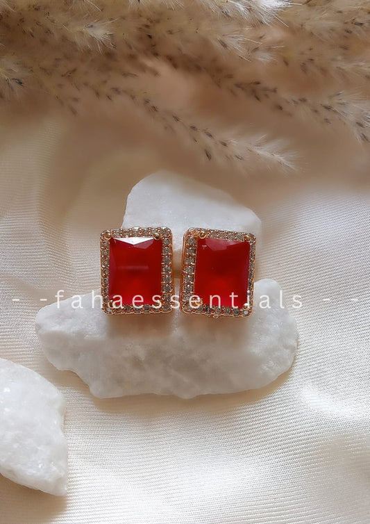 Red Square Earrings