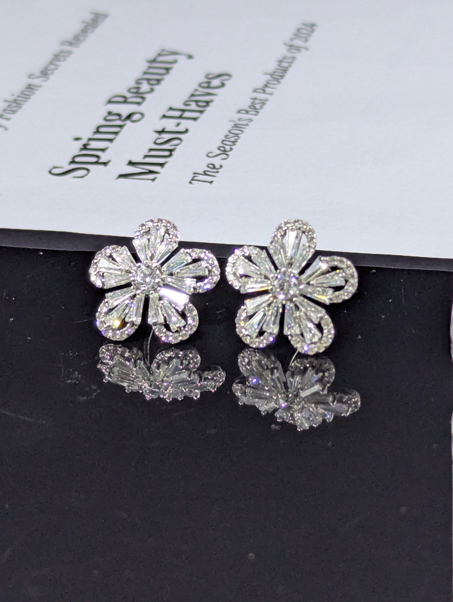 Sparkling Zircon Floral Stud Earrings