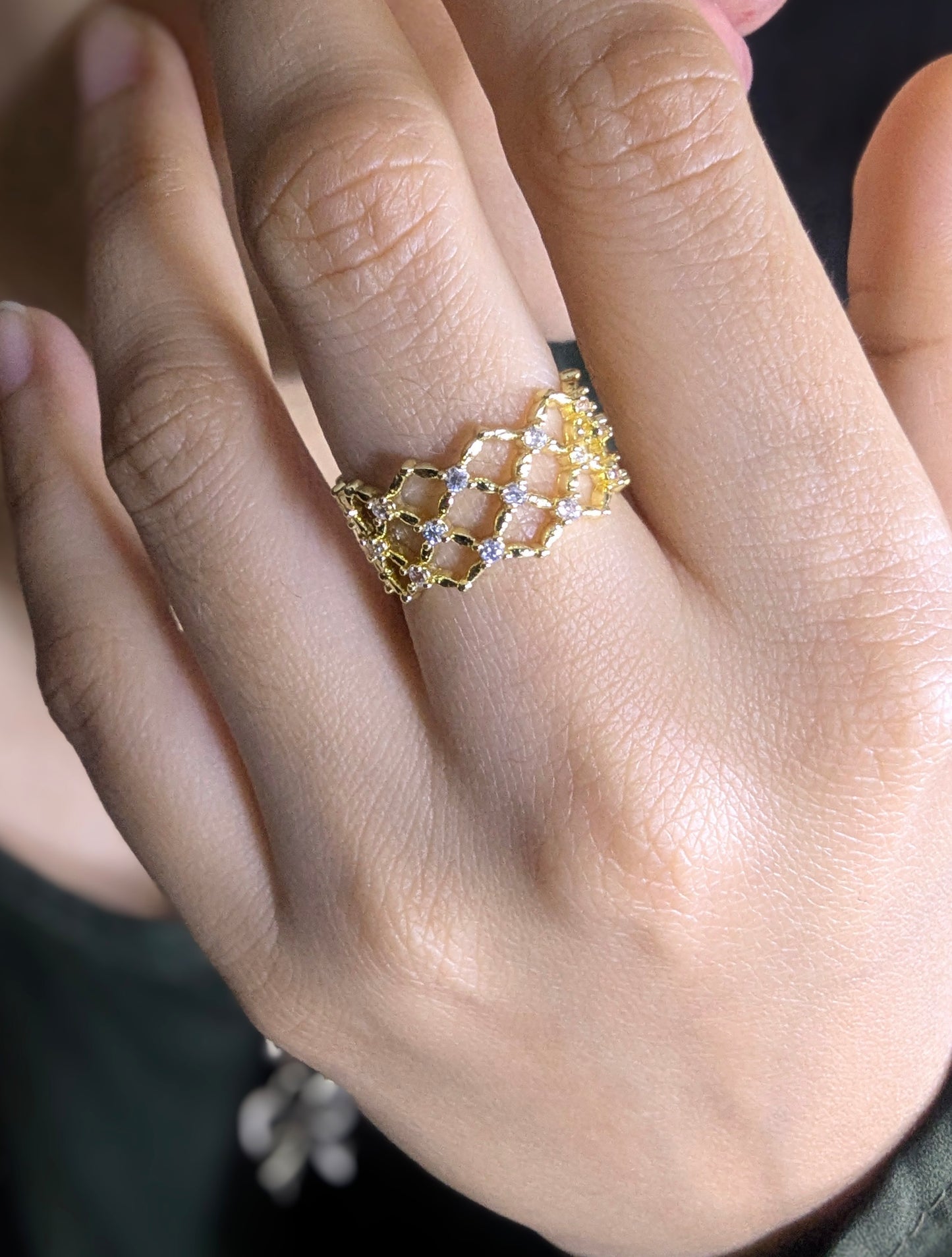 Golden Aura Mesh Adjustable Ring