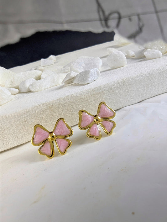 Bow Knot Earrings - Pink