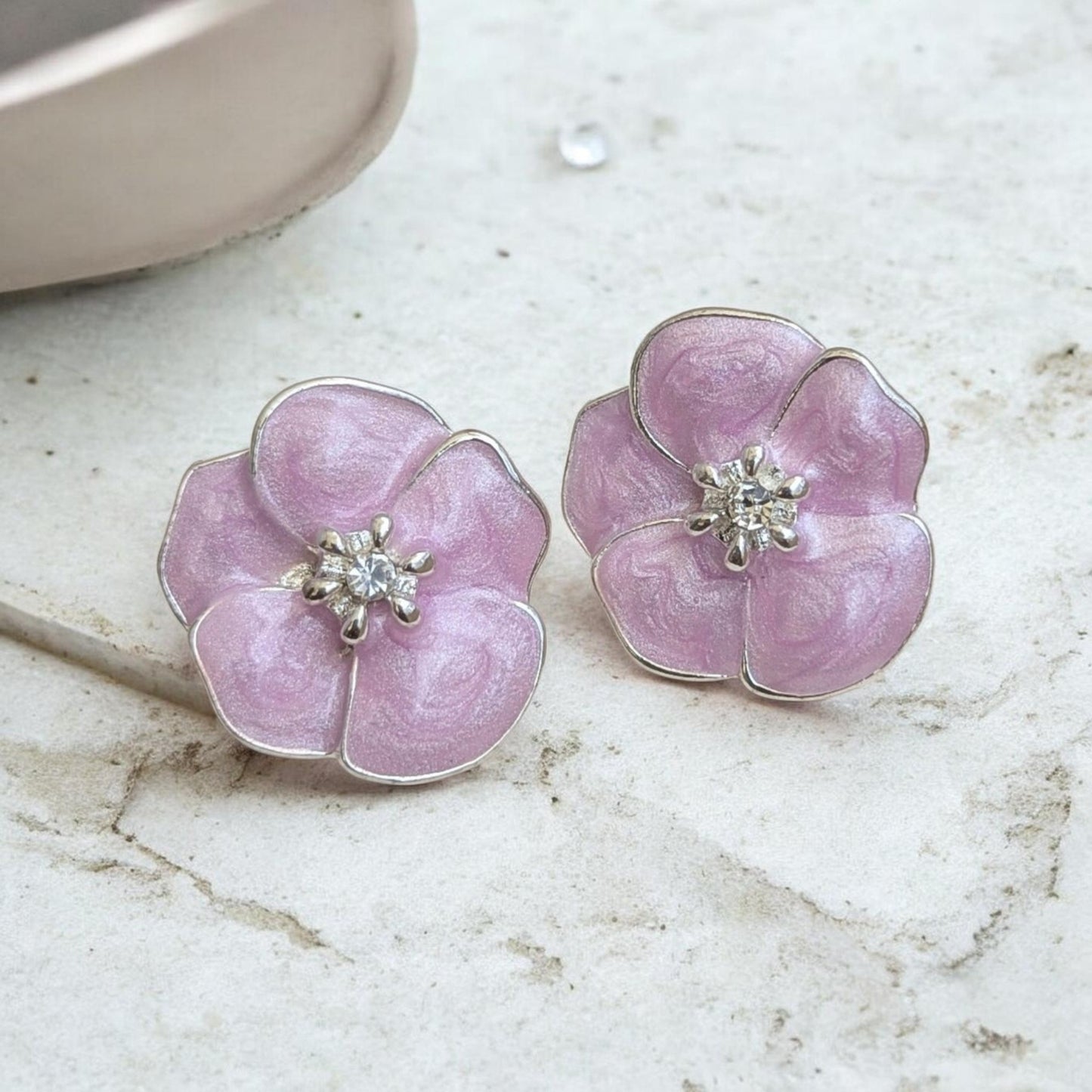 Blossom Enamel Stud Earrings - 02