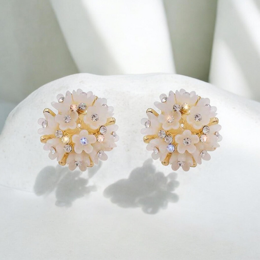 Floral Bouquet Earings - White