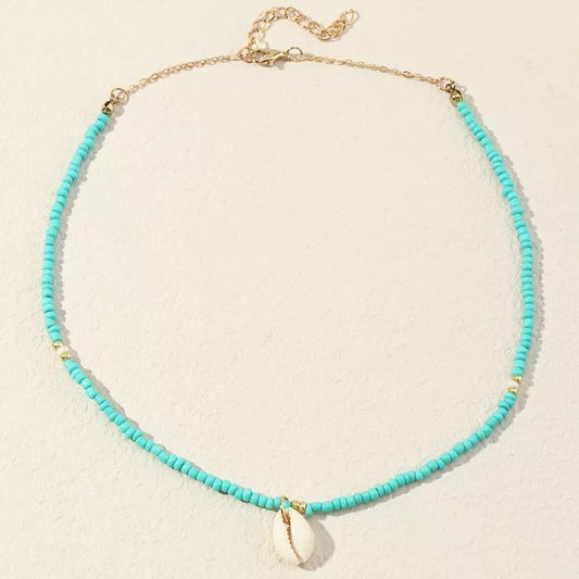 Turquoise Beaded Shell Necklace