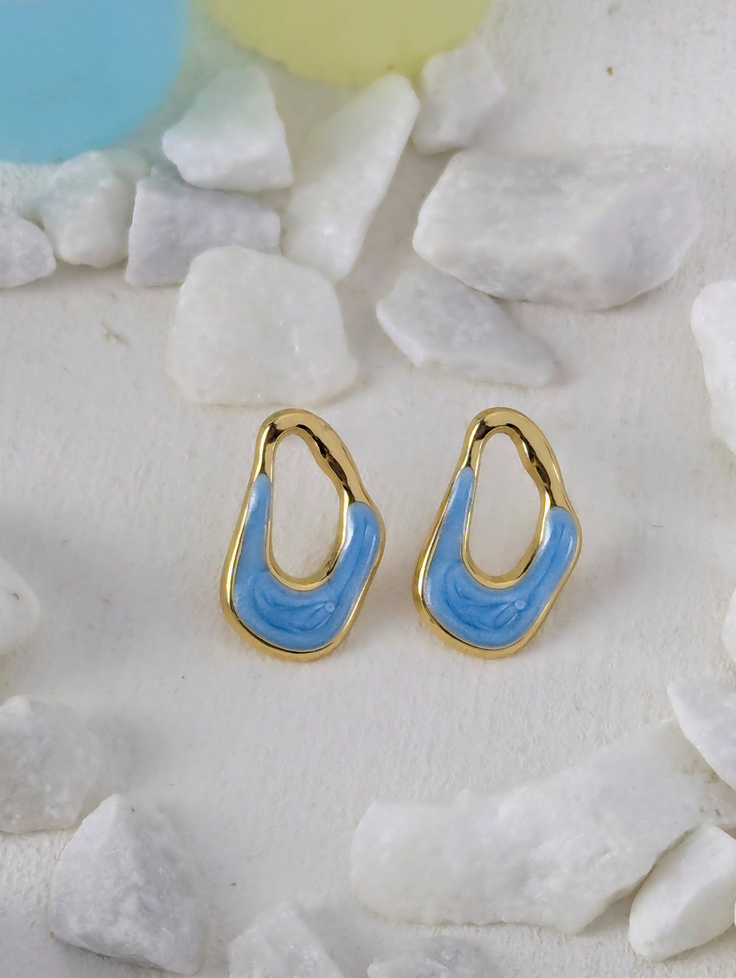Abstract Irregular Drop Earrings - Blue