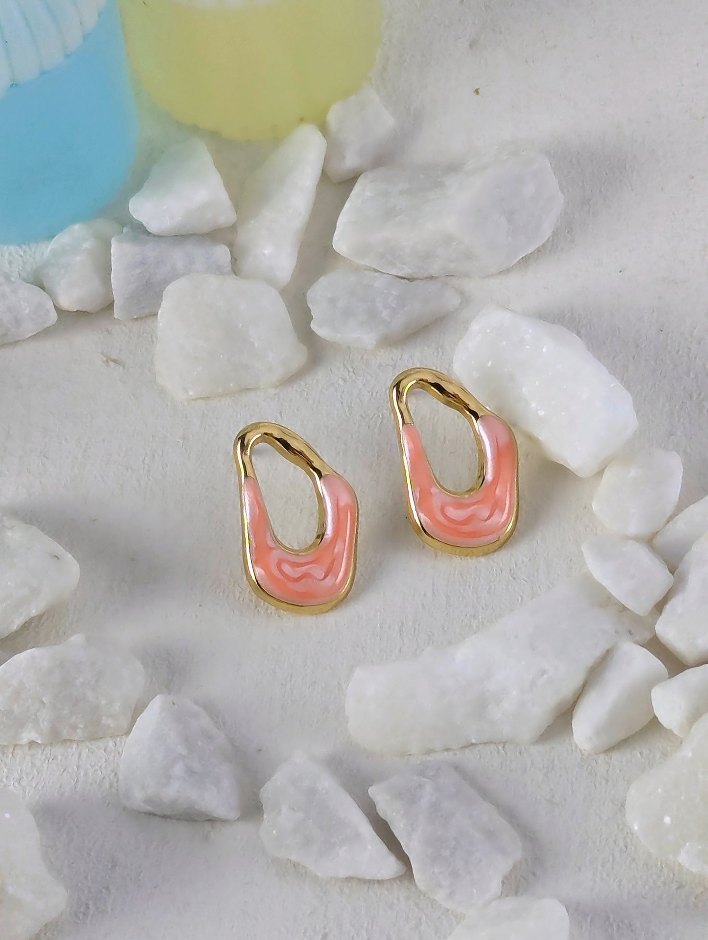 Abstract Irregular Drop Earrings - Peach